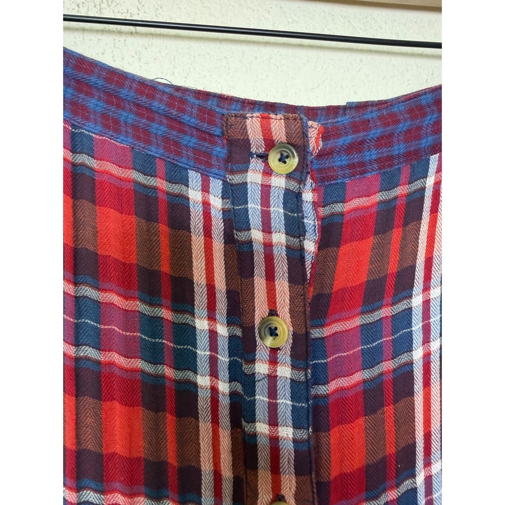 Urban Outfitters Jo Plaid Midi Skirt Red Blue Tartan Pencil S Grunge 90's Preppy - Picture 7 of 15